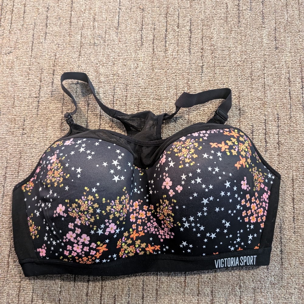 Victoria's Secret Black Floral Sports Bra